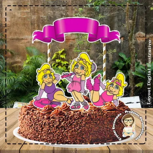 Topo de Bolo Miss Piggy - Ref 4436 Arquivo Digital