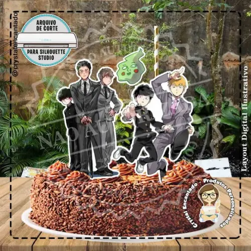 Topo de Bolo Mob Psycho 100 - Ref 4441 Arquivo Digital
