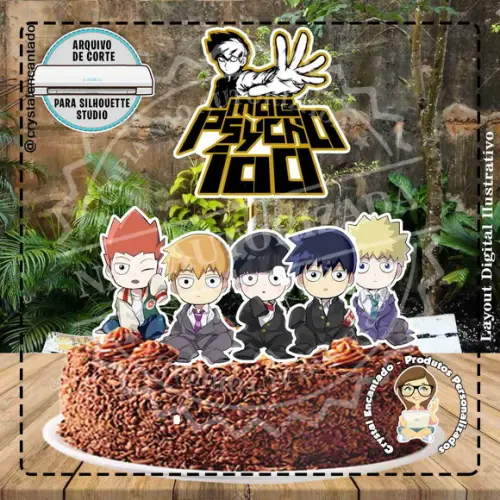 Topo de Bolo Mob Psycho 100 - Ref 4442 Arquivo Digital