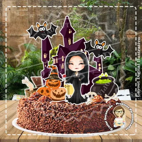 Topo de Bolo Morticia - Ref 1292 Arquivo Digital