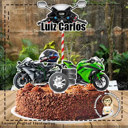 Topo De Bolo Moto Carenada - Ref 1664 Arquivo Digital