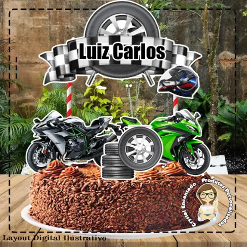 Topo De Bolo Moto Carenada - Ref 1665 Arquivo Digital