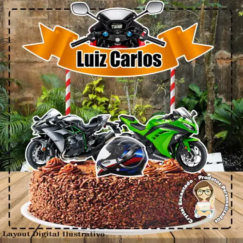 Topo De Bolo Moto Carenada - Ref 1666 Arquivo Digital