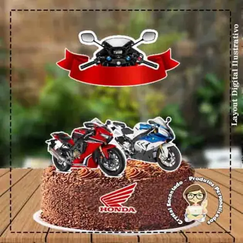 Topo De Bolo Moto Honda - Ref 1660 Arquivo Digital