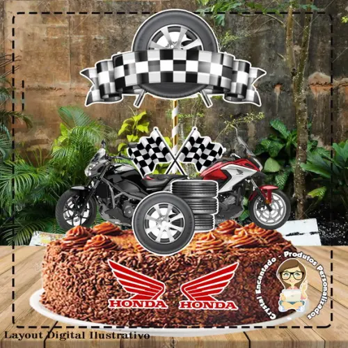 Topo de Bolo Moto Honda - Ref 1661 Arquivo Digital