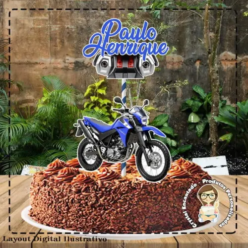 Topo de Bolo Moto Tenere - Ref 4469 Arquivo Digital