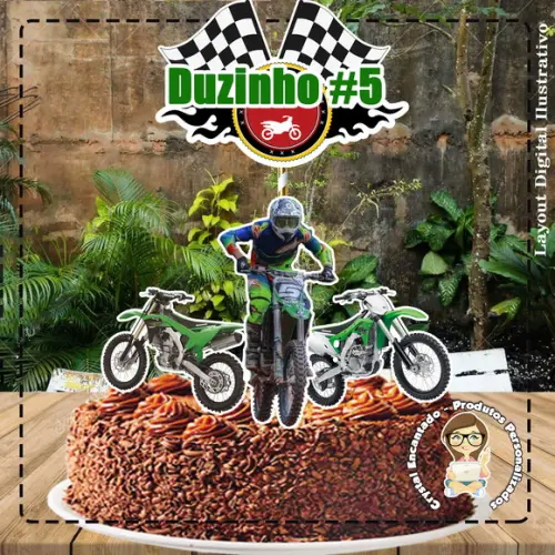 Topo De Bolo Moto Kawasaki - Ref 1657 Arquivo Digital