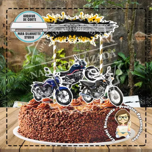 TOPO DE BOLO MOTOS - REF 2602 ARQUIVO DIGITAL