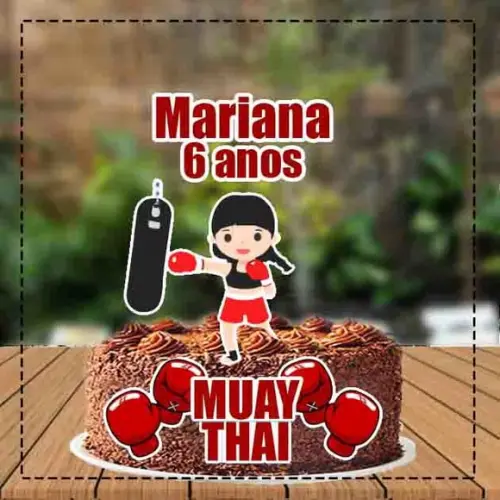 Topo de Bolo Muay Thai Menina Ref 3787 - Arquivo Digital
