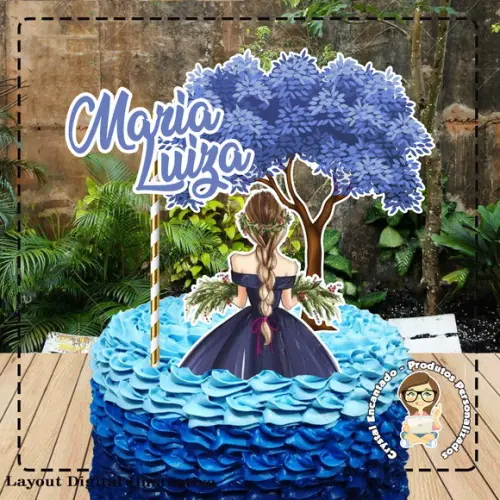TOPO DE BOLO MULHER DE COSTAS REF 1301 - ARQUIVO DIGITAL