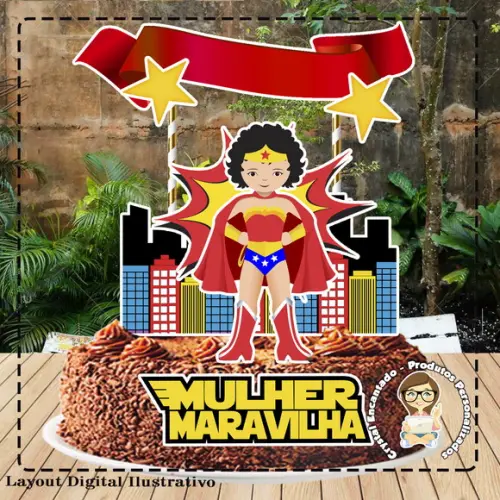 Topo de Bolo Mulher Maravilha - Ref 4483 Arquivo Digital