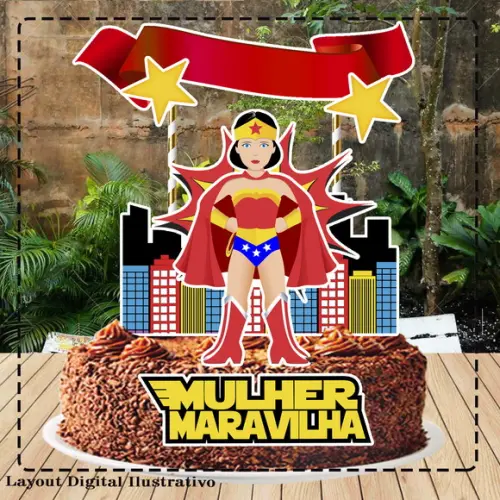 Topo de Bolo Mulher Maravilha - Ref 4484 Arquivo Digital