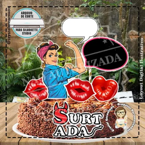 TOPO DE BOLO MULHER PODEROSA - ARQUIVO DIGITAL