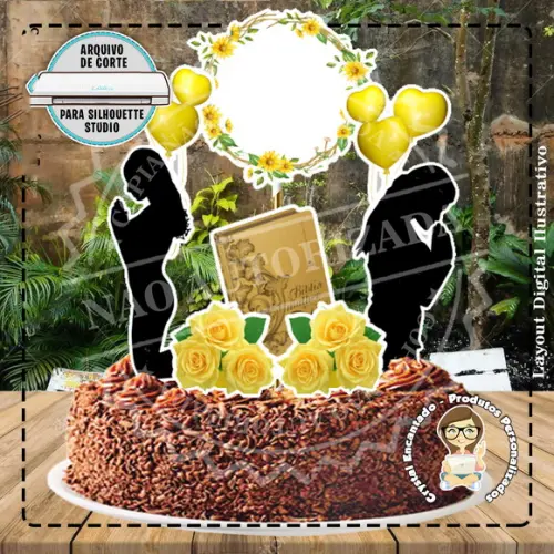 Topo de Bolo Mulher Virtuosa Amarelo - 4227 Arquivo Digital