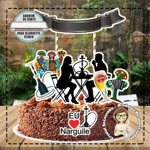 Topo de Bolo Narguile e Cangaço - 4528 Arquivo Digital