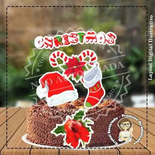 Topo de Bolo Natal - Ref 3267 - Arquivo Digital