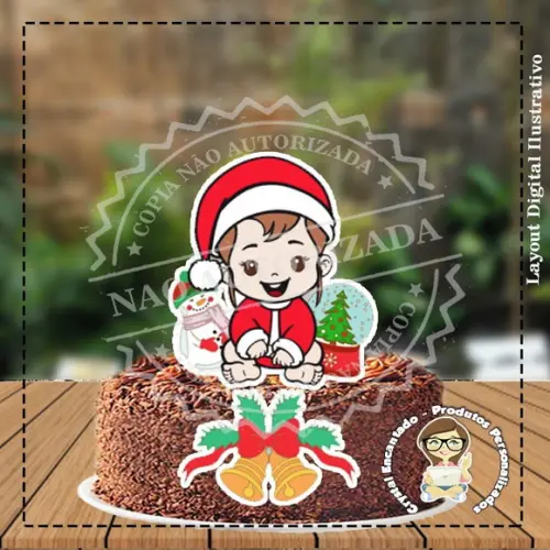 Topo de Bolo Natal Baby - Ref 3263 Arquivo Digital