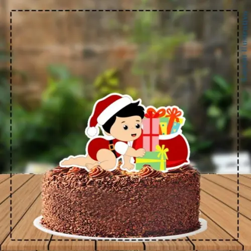 Topo de Bolo Natal Bebe Presentes - 5249 Arquivo Digital