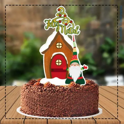 Topo de Bolo Natal Duende - Ref 5241 Arquivo Digital