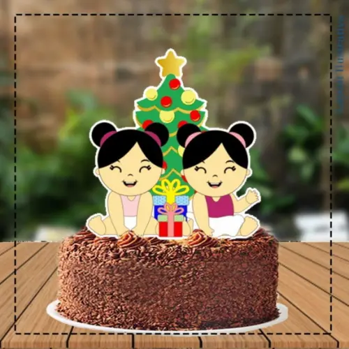 Topo de Bolo Natal Gemeas - Ref 5341 Arquivo Digital