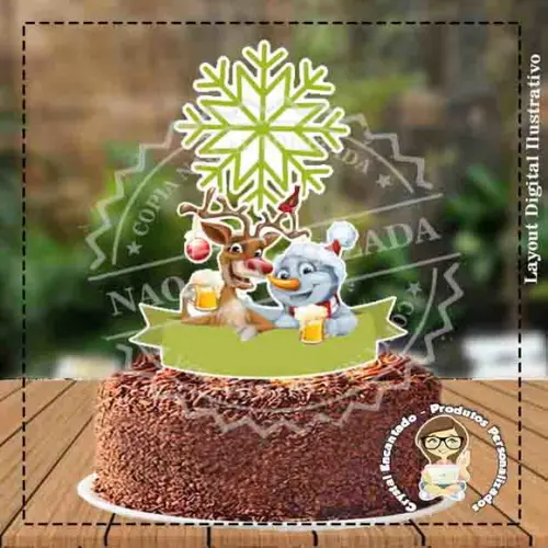 Topo de Bolo Natal Papai Noel - Ref 3238 Arquivo Digital
