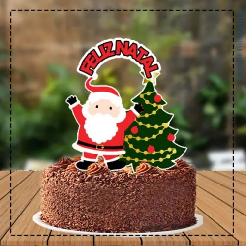 Topo de Bolo Natal Papai Noel Arvore - 5235 Arquivo Digital