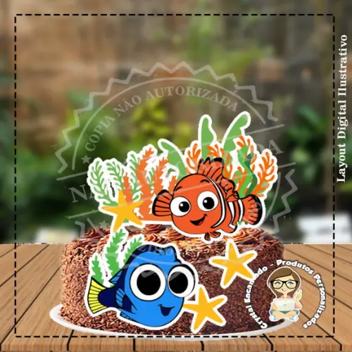Topo de Bolo Nemo e Dory - Ref 3359 Arquivo Digital