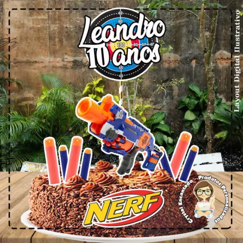 Topo de Bolo Nerf - 4596 Arquivo Digital