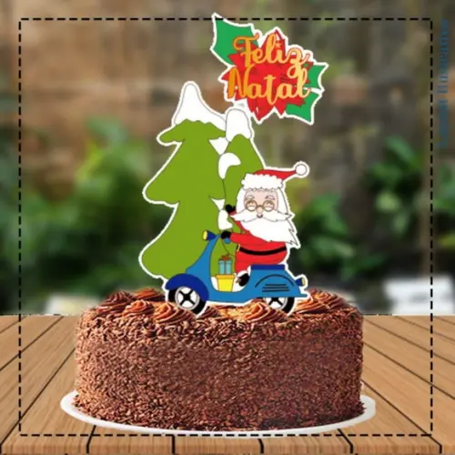 Topo de Bolo Noel de Moto - Ref 5347 Arquivo Digital