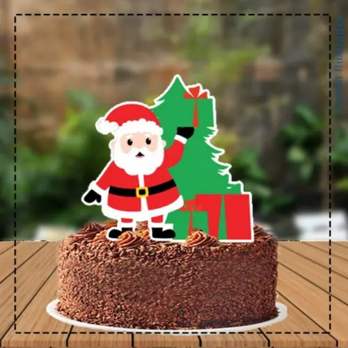 Topo de Bolo Noel Presente na Mão - 5346 Arquivo Digital