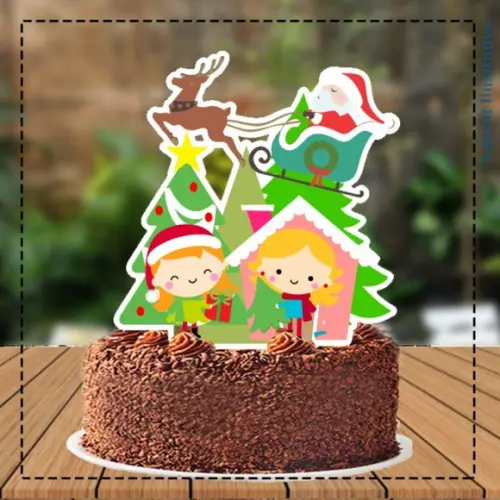 Topo de Bolo Noel Treno Crianças - Ref 5340 Arquivo Digital