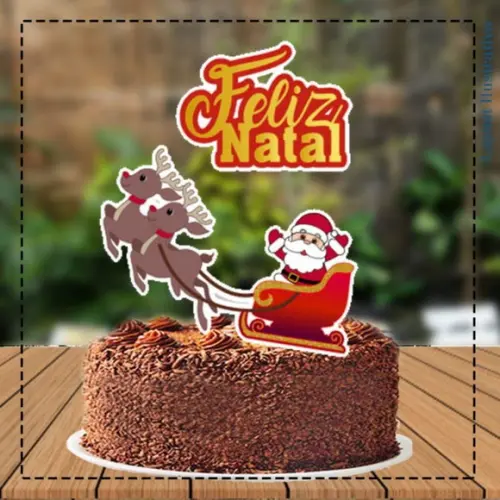 Topo de Bolo Noel Trenó - Ref 5368 Arquivo Digital