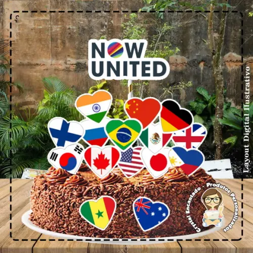 Topo de Bolo Now United - 0516 Arquivo Digital