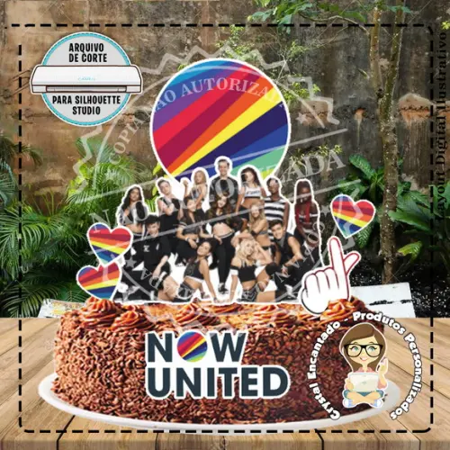 TOPO DE BOLO NOW UNITED - REF 2489 ARQUIVO DIGITAL