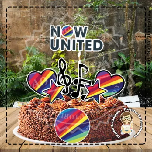 TOPO DE BOLO NOW UNITED - REF 2878 ARQUIVO DIGITAL