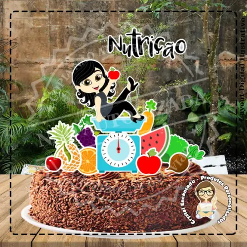TOPO DE BOLO NUTRICIONISTA MORENA - REF 2900 ARQUIVO DIGITAL