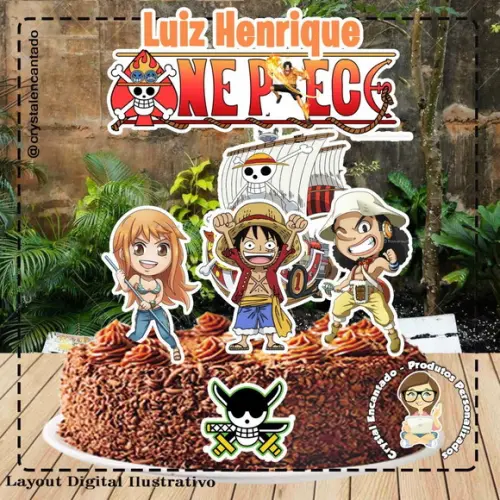Topo de Bolo One Piece - Ref 5083 Arquivo Digital