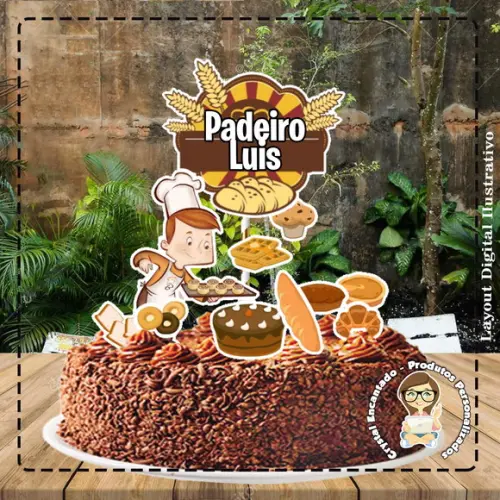 Topo de Bolo Padeiro - Ref 1786 Arquivo Digital