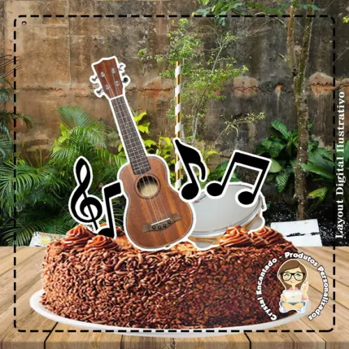 Topo de Bolo Pandeiro e Violao - Ref 0823 Arquivo Digital