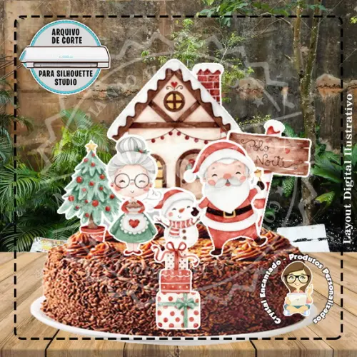 Topo de Bolo Papai e Mamãe Noel - 4583 Arquivo Digital