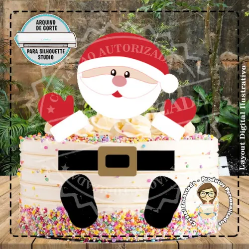 Topo de Bolo Papai Noel Camadas - 4584 Arquivo Digital