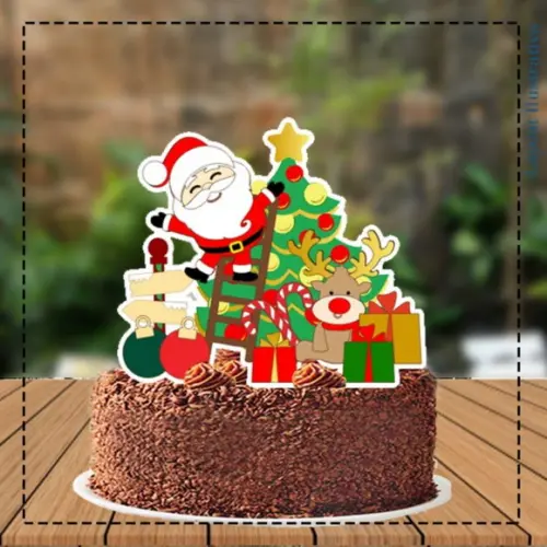 Topo de Bolo Papai Noel Escada - Ref 5343 Arquivo Digital