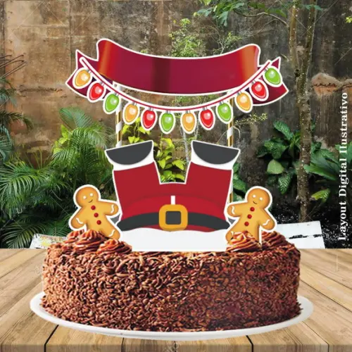 Topo de Bolo Papai Noel Pernas pra Cima 4585 Arquivo Digital