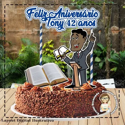 Topo de Bolo Pastor Moreno - Ref 4232 Arquivo Digital