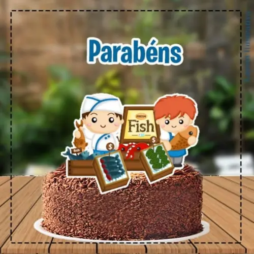 Topo de Bolo Peixaria 2 Meninos - Ref 5265 Arquivo Digital