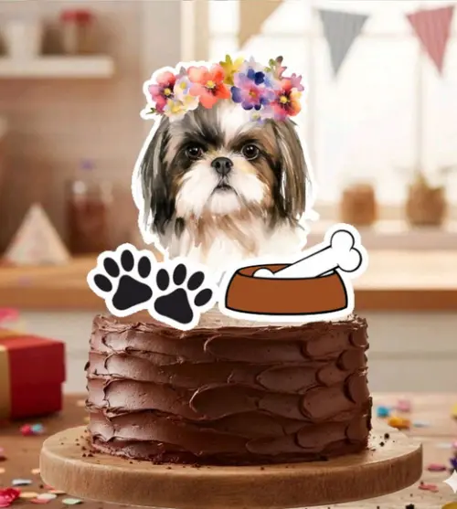 Topo de Bolo Pet Shih Tzu - 7155 Arquivo Digital