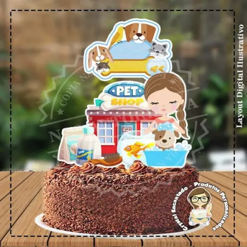 TOPO DE BOLO PET SHOP REF 3300 - ARQUIVO DIGITAL
