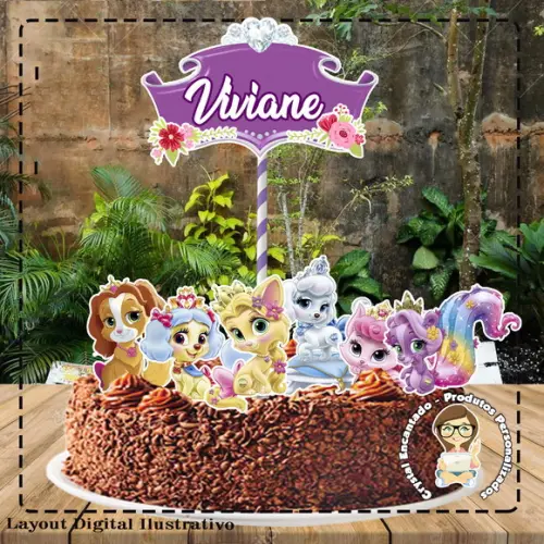 Topo de Bolo Pets Princess - 4683 Arquivo Digital