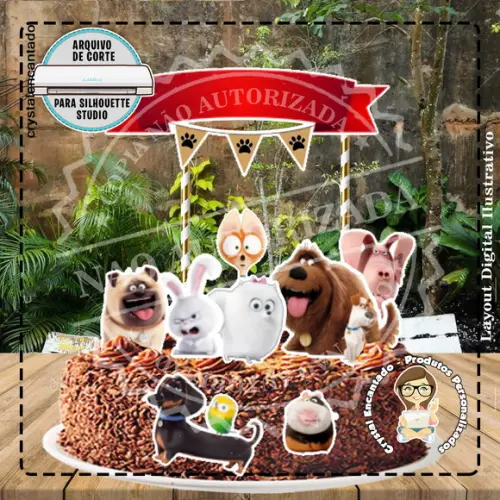 Topo de Bolo Pets Vida Secreta - Ref 2618 Arquivo Digital