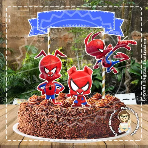 Topo de Bolo Pig Spider Man 01 - Ref 4215 Arquivo Digital